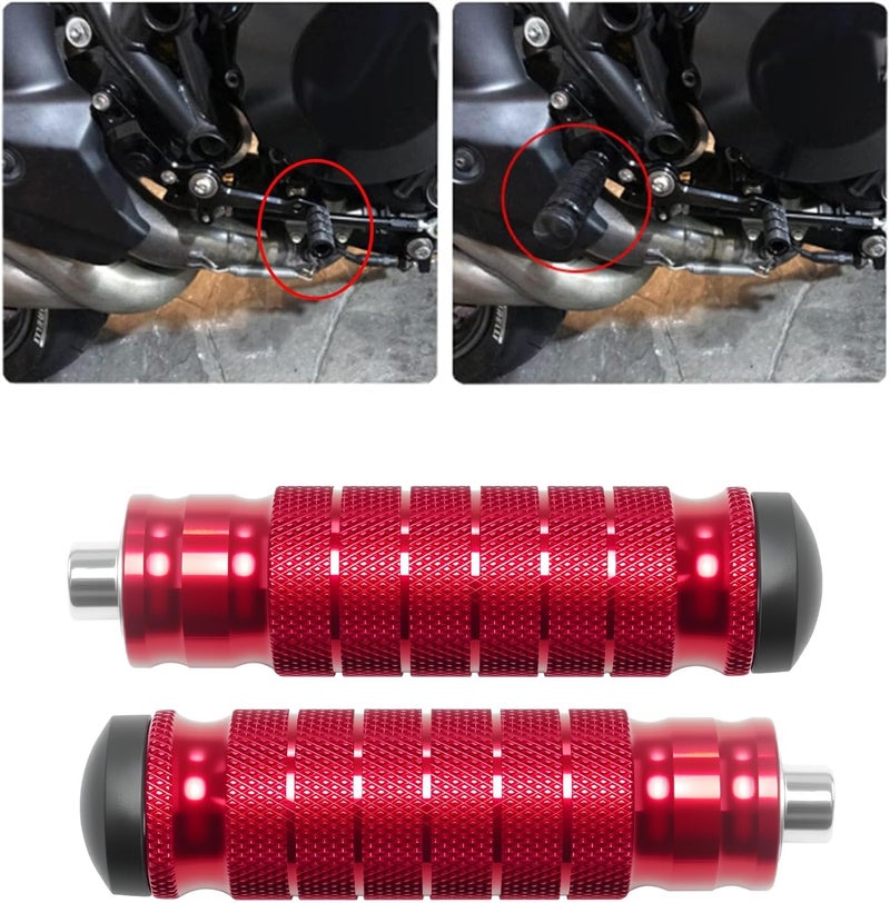 JXPANG Universal 8mm Foot Pegs CNC Aluminum Install Bolts Motorcycle Rearsets Footrest Footpegs Compatible With YAMAHA Honda Suzuki Kawasaki Ducati Aprilia (Red) - Image 2